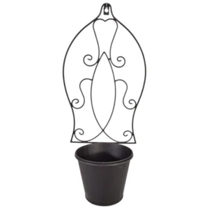 Potholder Wall Mounted Antique Black with Pot_JY07477BK_3