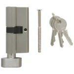 Samson Cylinder Lock Set Euro with Thumb Knob Satin 65mm_CYL65K
