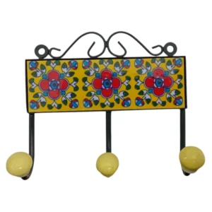 Wall-Mounted-3-Hooks-With-Mosaic-Tile-Yellow-and-Red_U9061_1