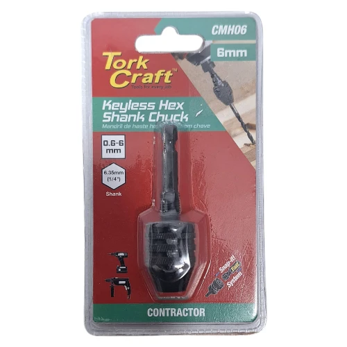 Tork-Craft-Hex-Shank-Chuck-Keyless-6.35mm-Shank_CMH06