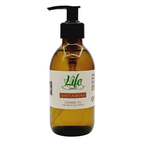 Life Aromatics Organic Carrier Oil With Lotion Pump Sweet Almond 200ml
