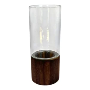 Glass With Wooden Base | 10x10x24.5cm