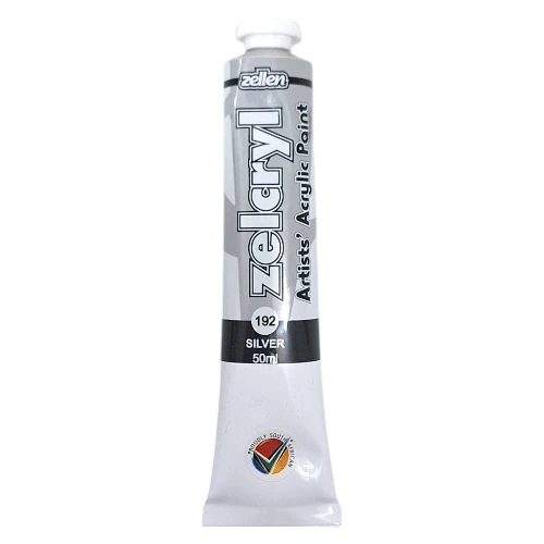 Zelcryl-Artists-Acrylic-Paint-_-50ml-Silver_F11ZAC192_1