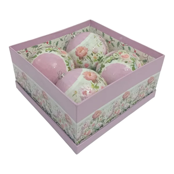 Plastic Rose Balls Christmas Decoration Set | 4 Piece