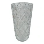 Tall Heavy Diamond Cylinder Vase | 27.5cm