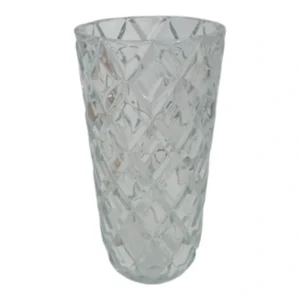 Tall Heavy Diamond Cylinder Vase | 27.5cm