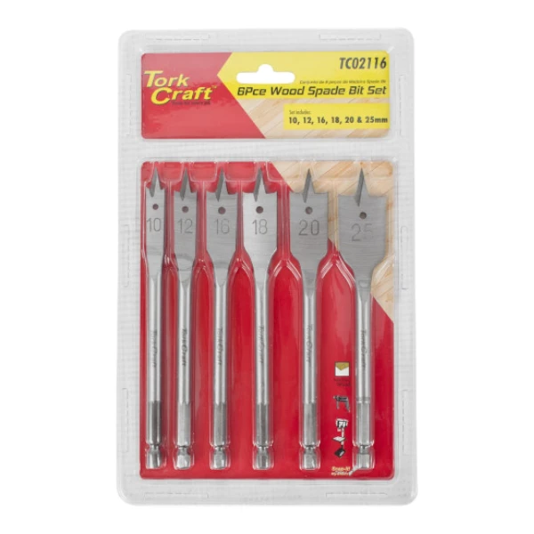 Wood Spade Bit Set 6pc