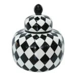 Black & White Short Checkered Jar | 26cm