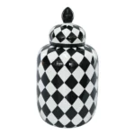 Black & White Tall Checkered Jar | 34cm