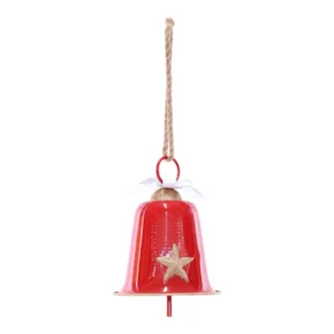 Red & Gold Steel Christmas Bell | 26cm
