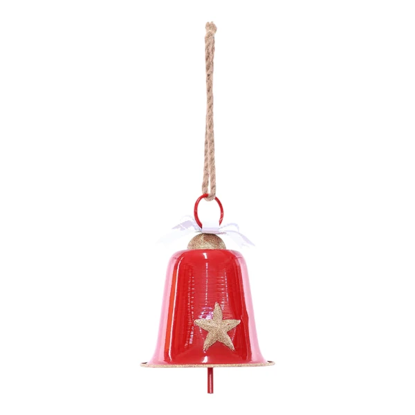 Red & Gold Steel Christmas Bell | 26cm