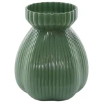 Ribbed Green Tinted Vase | 20cm