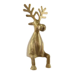 Sitting Brass Gold Deer Figurine | 25cm