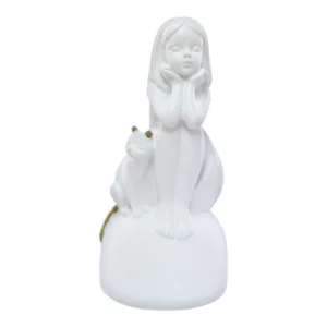 Sitting Girl & Cat Figurine | 18cm