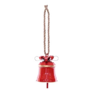 Small Red Christmas Bell With Metal Bow | 15cm