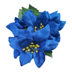 Blue 5 Flower Poinsettia Bush  33x12cm