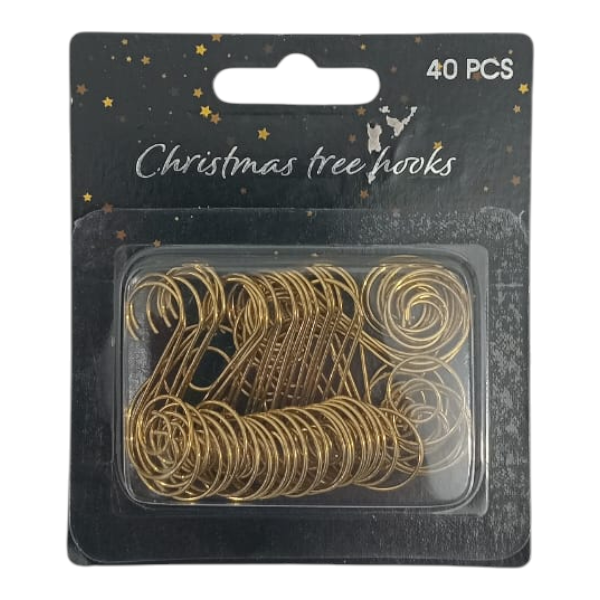 Golden Metal Christmas Tree Hooks 4cm | 40pc