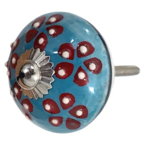 Patterned-Ceramic-Cupboard-Handle-Teal-Red-6cm_U17044_2
