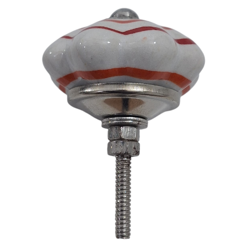 Pumpkin Ceramic Drawer Knob | Red Strips, 6cm - Image 2