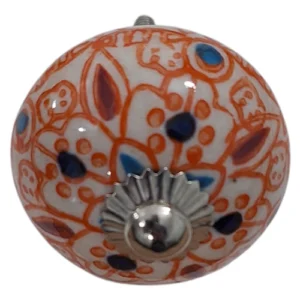 Round-Floral-Ceramic-Knob-Orange-Pattern-6cm_U17035_2