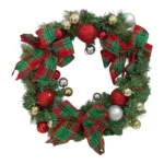 Tartan Bow & Bauble Christmas Wreath | 60cm