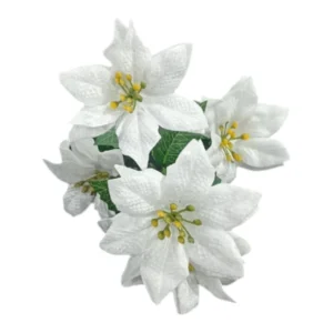 White 5 Flower Poinsettia Bush 33x12cm