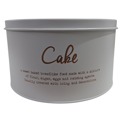 Regent-White-Cake-Tin-Storage-250mm-Dia-Gold-Print_H14153