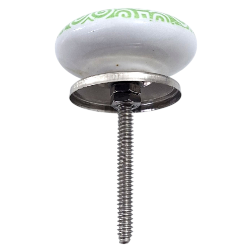 Vintage Porcelain Dresser Knob | White And Green, 6cm - Image 2