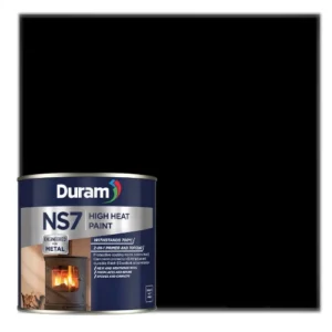 Duram-NS7-Heat-Resistant-Paint-500ml-Black_ContainerAndColorSwatch