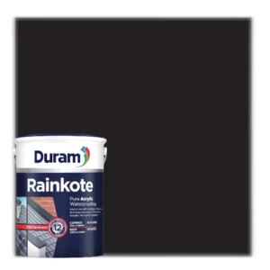 Duram-Rainkote-Acrylic-Waterproofer-5L-Black_ContainerAndSwatch.