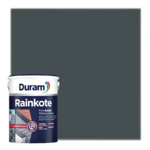 Duram-Rainkote-Acrylic-Waterproofer-5L-Charcoal_ContainerAndColorSwatch