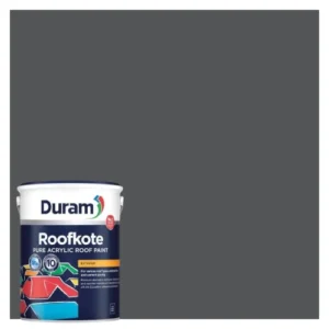 Duram-Roofkote-Acrylic-Paint-Anthracite_5LContainerAndColorSwatch