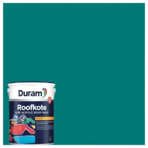 Duram-Roofkote-Acrylic-Paint-Aquamarine_5LContainerAndColorSwatch