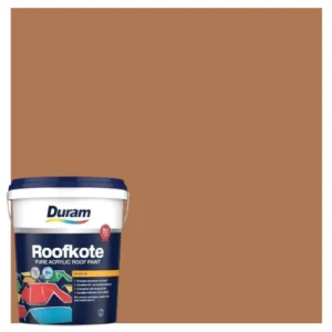 Duram-Roofkote-Acrylic-Paint-Biscuit_20LContainerAndColorSwatch