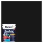 Duram-Roofkote-Acrylic-Paint-Black-5LcontainerAndColorSwatch.