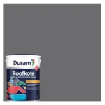 Duram-Roofkote-Acrylic-Paint-Charcoal-5L_ContainerAndSwacthAtHabitatPotch.