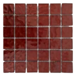 Metallic Texture Mosaic Cherry Red Tiles Sheet Size 15cm x 15cm