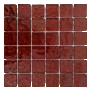 Metallic Texture Mosaic Cherry Red Tiles Sheet Size 15cm x 15cm