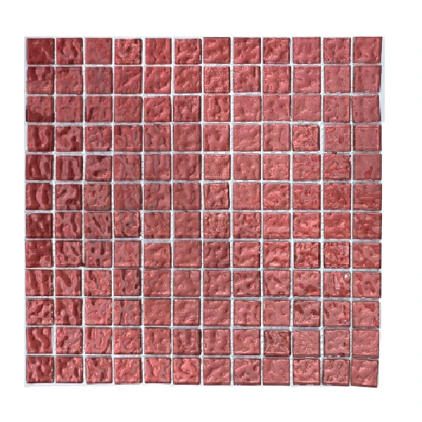 Metallic Texture Mosaic Cherry Red Tiles Sheet Size 30cm x 30cm