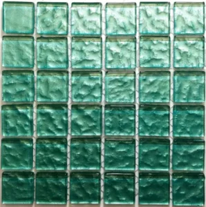 Metallic Texture Mosaic Teal Green Tiles  Sheet Size 15x15cm