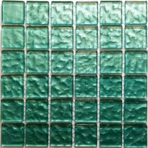 Metallic Texture Mosaic Teal Green Tiles Sheet Size 15x15cm