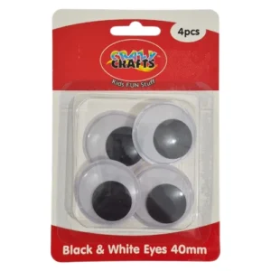 Crazy Crafts 40mm Wiggly Eyes Black And White, 4 Piece_AtHabitatPotch