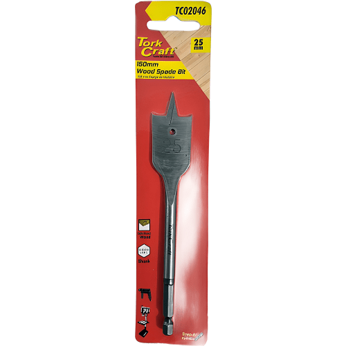 Tork-Craft-Wood-Spade-Bit-150mm-Long-25mm-Width_AtHabitatPotch.